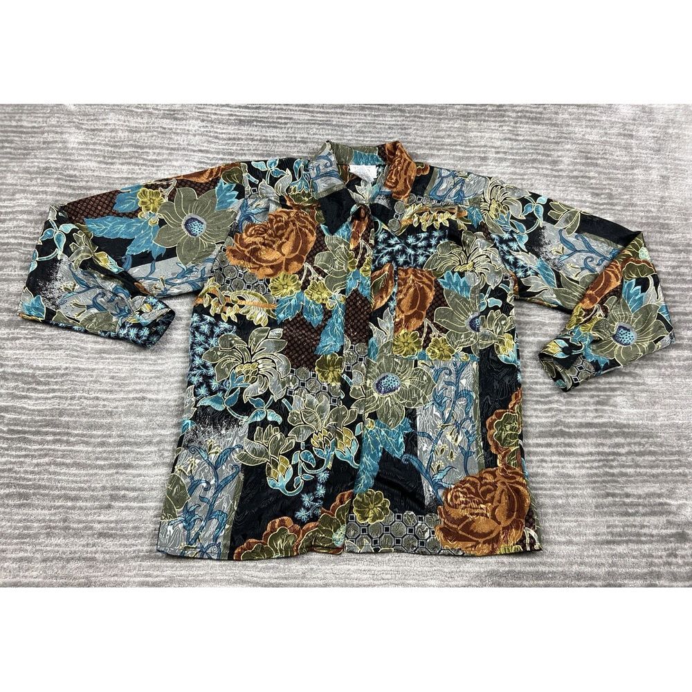 Vintage Tess Top Womens 6 Multicolor Longsleeve Floral Button Up‎ Casual